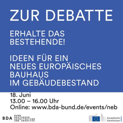 Einladung zur Debatte "Erhalte das Bestehende", Grafik: © BDA Bund Deutscher Architekten