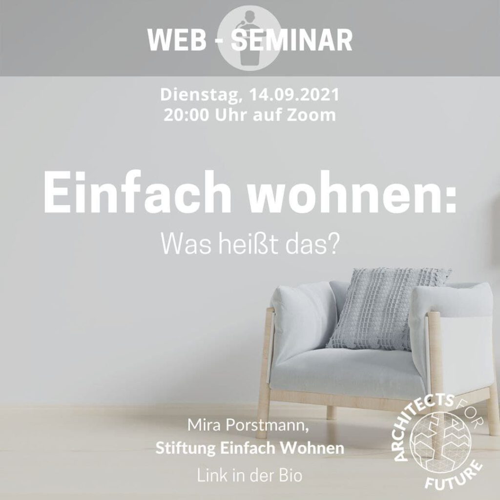 Web-Seminar "Einfach wohnen: Was heißt das?", Grafik: Architects For Future Zürich