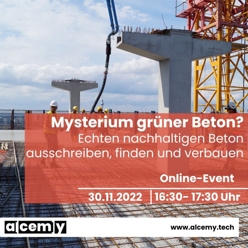 Veranstaltungsankündigung "Mysterium grüner Beton", Grafik © alcemy GmbH