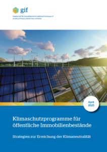Titelblatt des Arbeitspapiers „Klimaschutzprogramme für öffentliche Immobilienbestände“, Grafik © gif e.V.