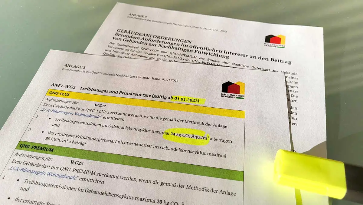 Ergänzte QNG-Anforderungen seit dem 01.01.2023, Foto: Klimaforum Bau