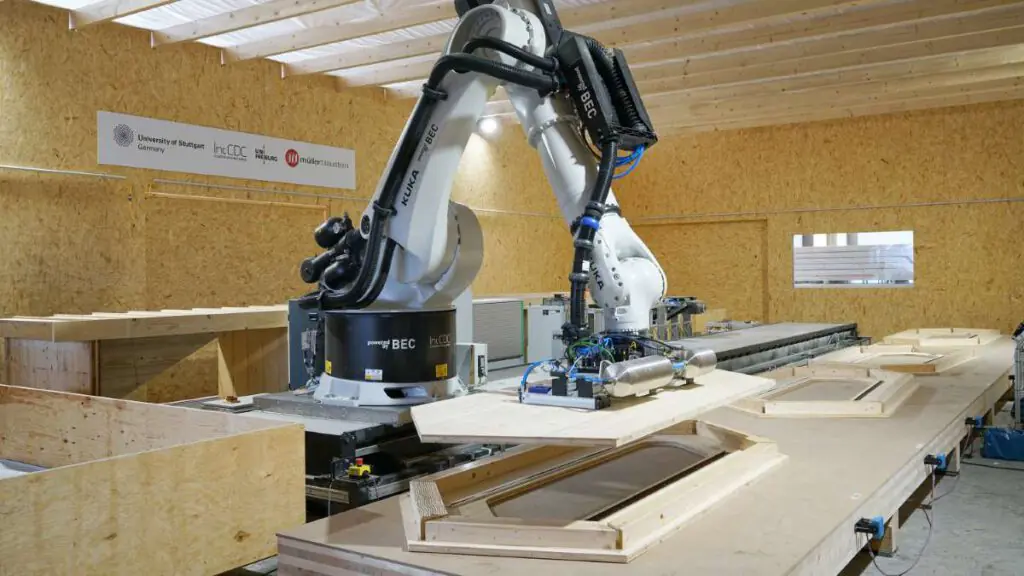 Robotische Vorfertigung der Schalensegmente, Foto: ICD/ITKE/IntCDC Universität Stuttgart