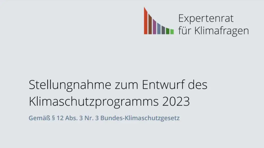 Stellungnahme des Expertenrats für Klimafragen zum Entwurf des Klimaschutzprogramms 2023 der Bundesregierung, Quelle: Expertenrat für Klimafragen
